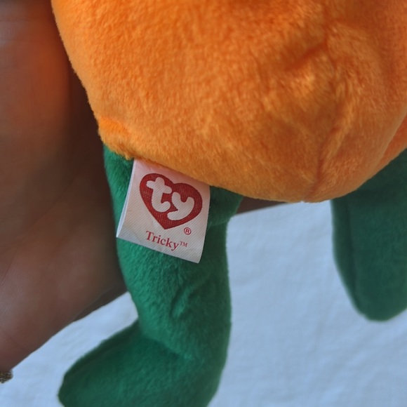 GIFTED TY Tricky Halloween Bear Beanie Babies Baby Jack-o-lantern Pumpkin Green - Picture 6 of 8
